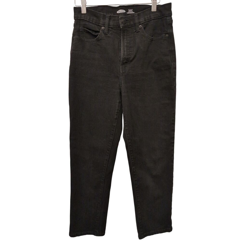 Old Navy The Sky Hi Straight Extra High Rise Jeans Black Cotton Grunge Classic
